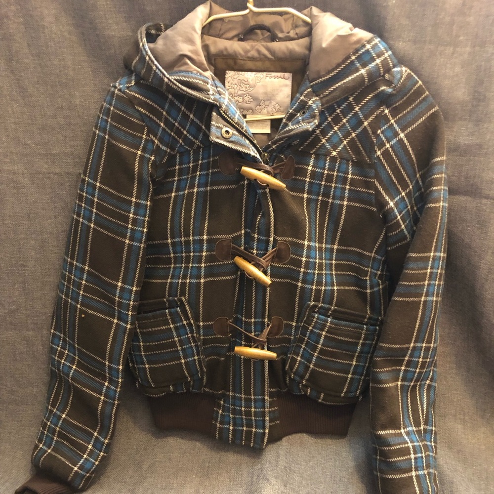 🌨FOSSIL PLAID CROPPED BOMBER PUFFER🌨